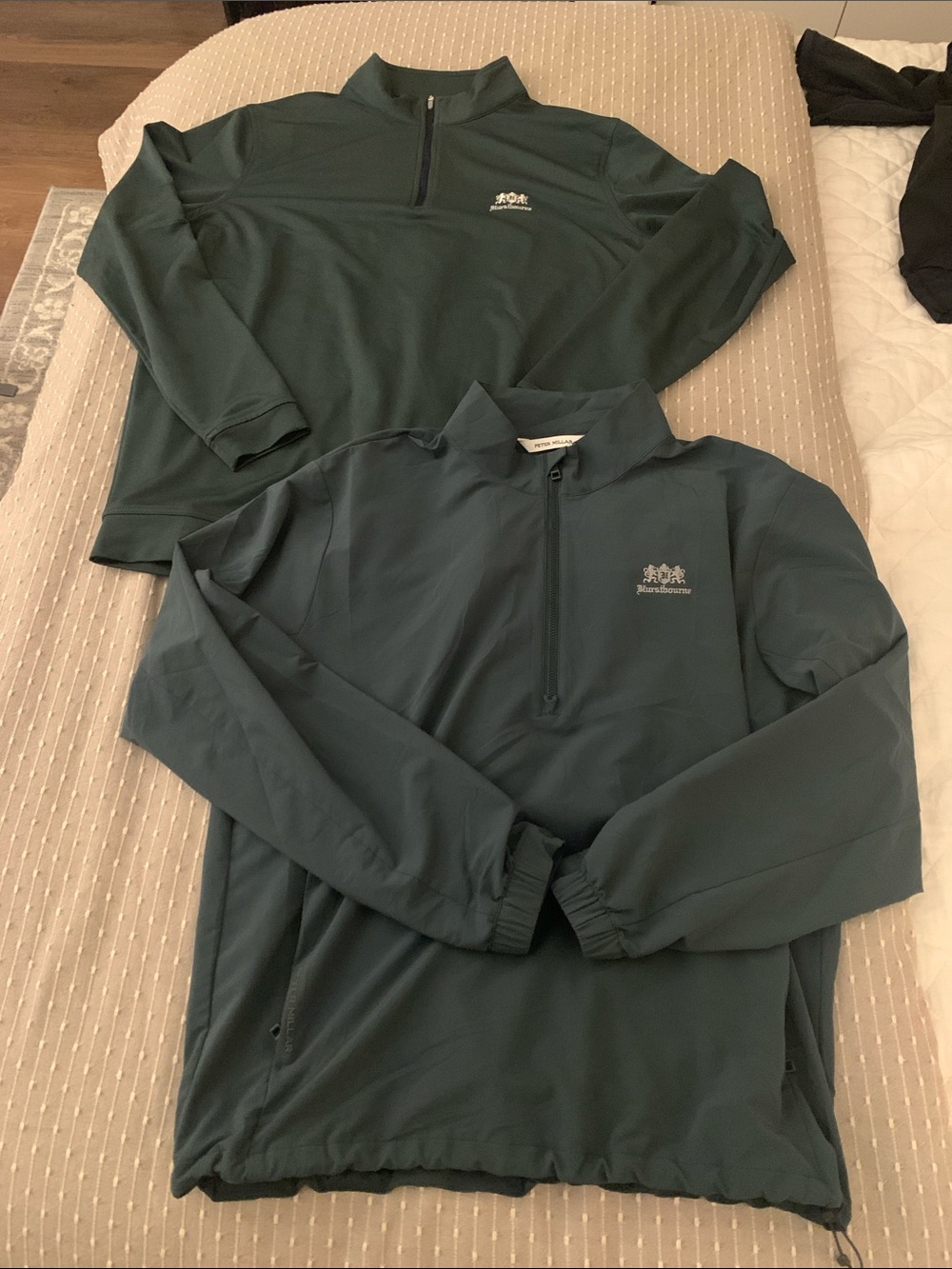 Two (2) Peter Millar Dark Green Quarter-Zip Pullover